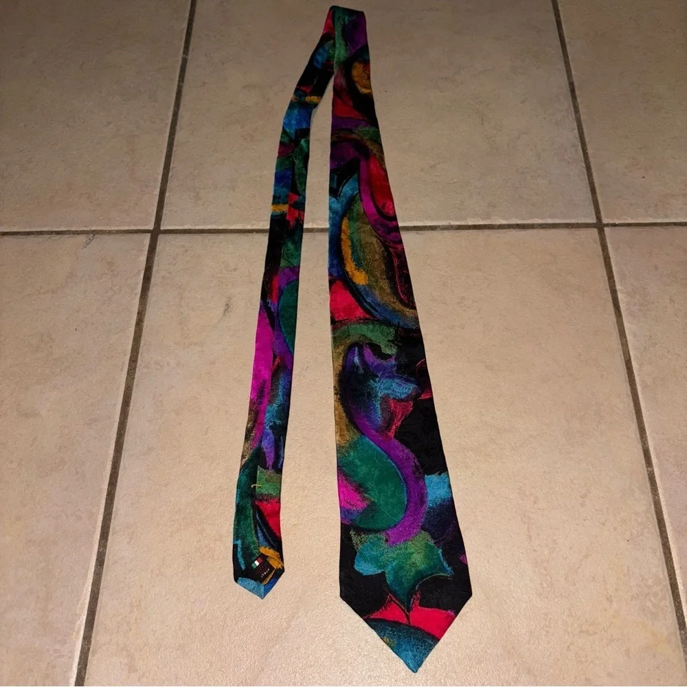 Serica Elite Vintage Abstract Multicolor Silk Necktie